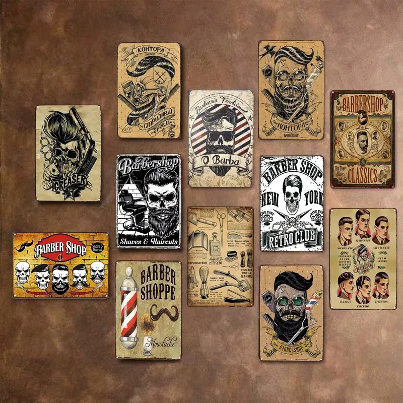 Decoración del hogar de la pared de la tienda del Bar de la cafetería Cartel de la placa de Metal del signo de la lata de la tienda de barbería Decoración del hogar de la pared de la tienda del Bar de la cafetería Cartel de la placa de Metal del signo de la lata de la tienda de barbería