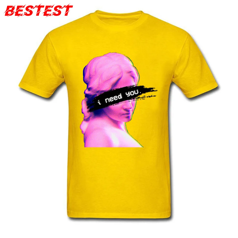 Tops Shirt Tee-Shirts I Need You0818YY NEW YEAR DAY Short Sleeve Pure Cotton Round Neck Student Top T-shirts Customized Designer I Need You0818YY yellow