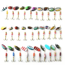 TOMA caliente 30 unids/lote Spinners señuelo de la pesca Kits de color mezclado/tamaño/dimensiones/peso cuchara de Metal señuelos duro Spinnerbait de pesca