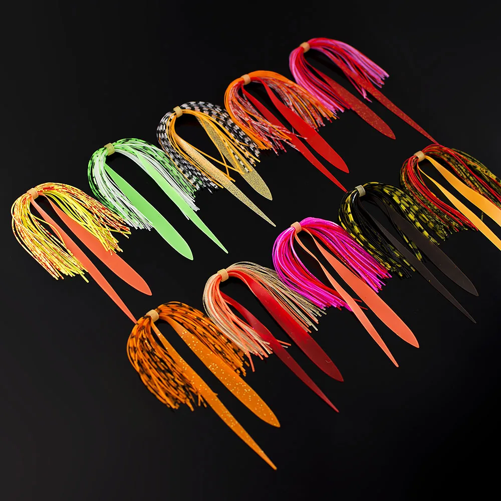 10 Bundles Silicone Skirts with Trailers Fishing Accessories, DIY