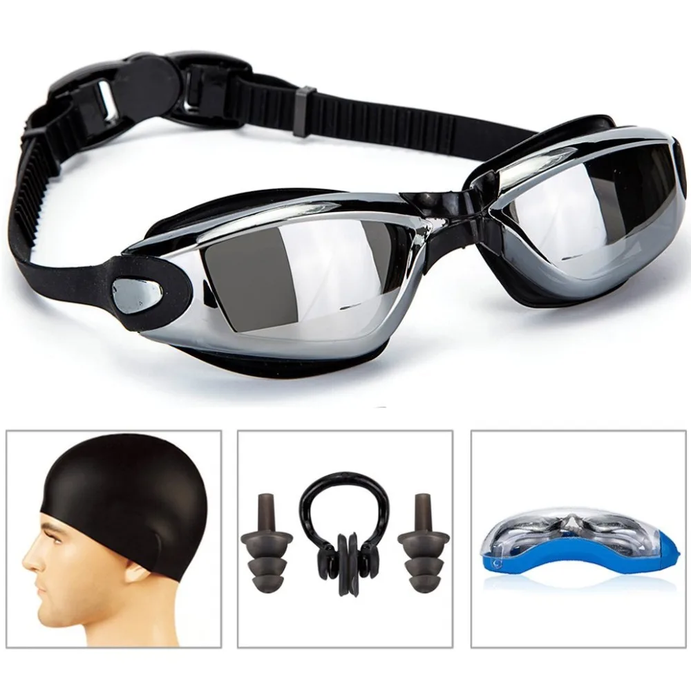 Анти-туман Плавание ming очки Breaking УФ регулируемые Плавание Очки для мужчин и женщин для взрослых Водонепроницаемый силиконовые очки набор 3 шт