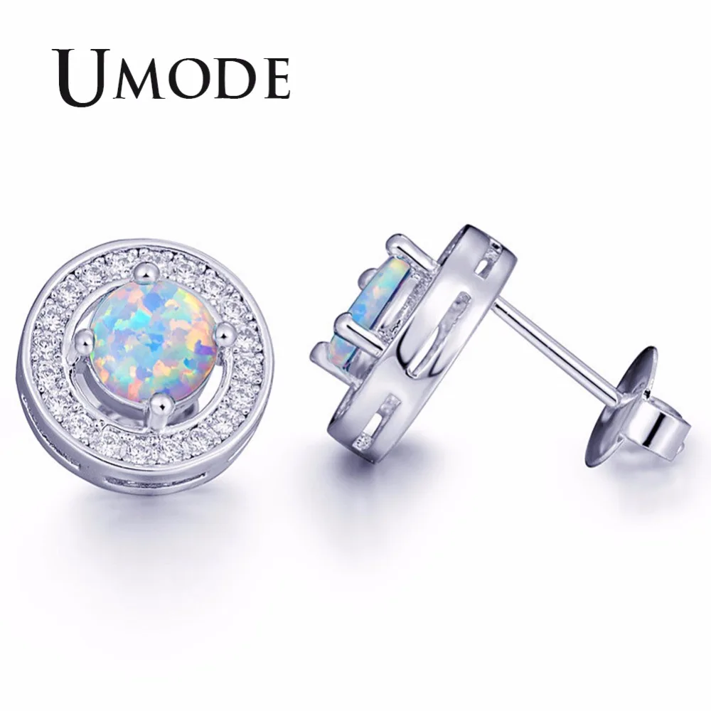 

UMODE New Fashion Nature Fire Opal Earrings for Women Female Wedding Jewelry Buckle Ear rings Accessories Korean UE0408