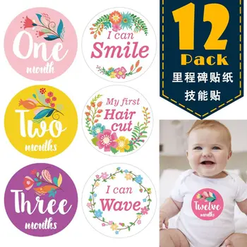 

First Year Baby Monthly Milestone Photo Sharing Baby Belly Stickers Birth to 12 Months and 8 Bonus Achievement Stickers