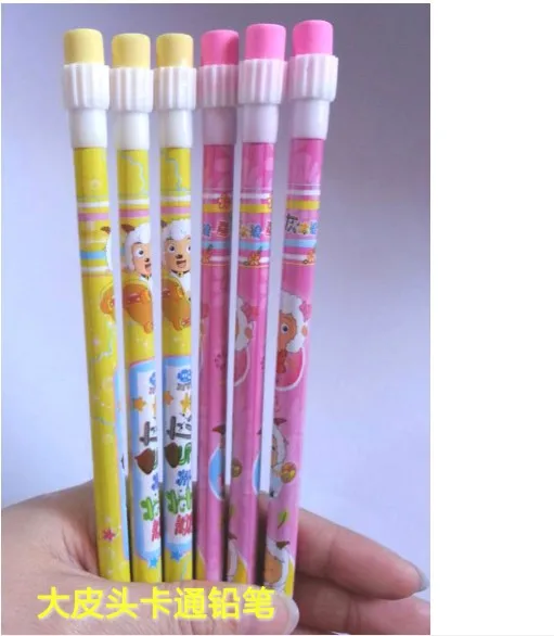 8PCS HB pencils with eraser head of children's wooden pencils wholesale