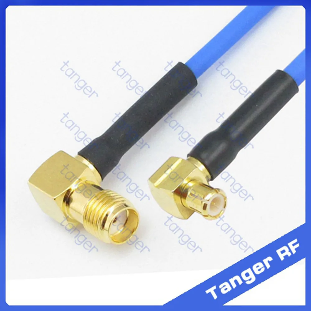 

SMA female to MCX male double right angle RF connector with RG405 RG086 Coaxial Jumper blue cable 8inch 8" 20cm RF Low Loss Coax