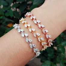 Модные AAA фианит багет человек и Для женщин тонкий браслет медный браслет основание с золотом-Цвет