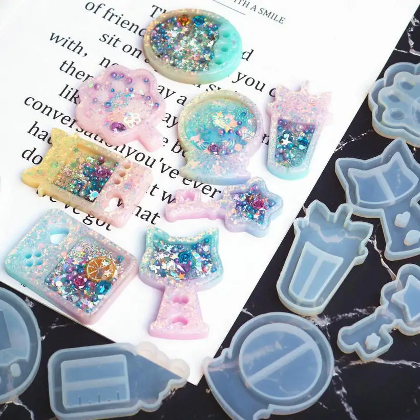 Gumball Machine Shaker Silicone Molds Milk Bottle Epoxy Resin Game Shaker Charms Magic Wand DIY Jewelry Craft Tool Oil Syringe