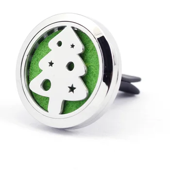 

Various Design 30mm Stainless Steel Christmas Tree Car aroma essential oil Diffuser Pendant Locket vent clip for car