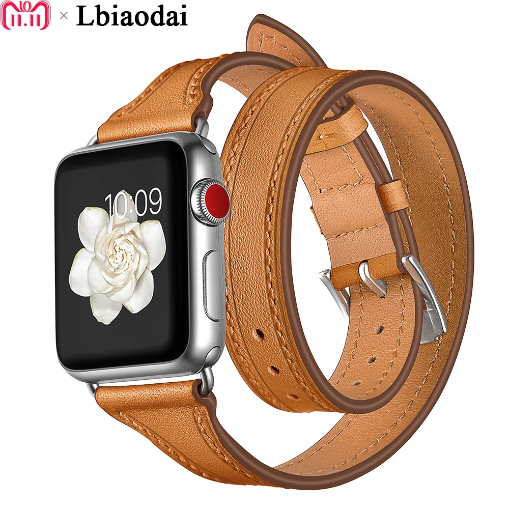 

Watchband For Apple Watch 4 42mm 44mm iwatch strap 38mm 40mm Genuine Leather Loop Double Tour Band bracelet Watch accessories