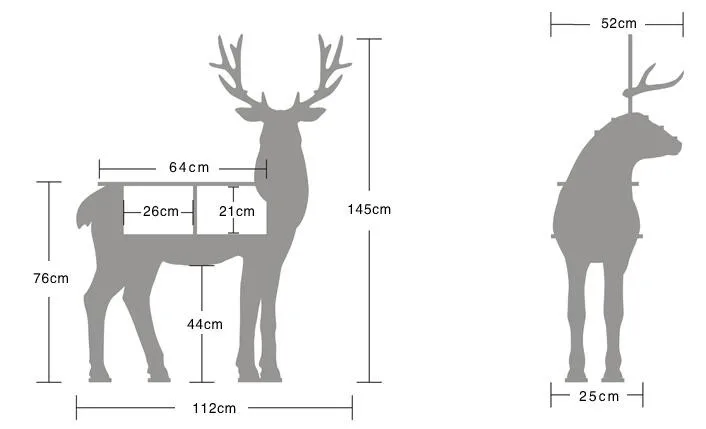 Large Book Rack Bookcase Display Storage Furniture for CDs, Movies &Books Animal Deer Display Bookrack Wooden Bookcase Shelves