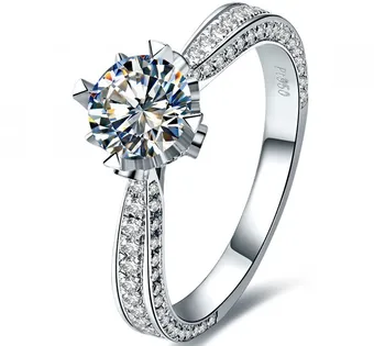 

Top Luxury 1 CT NSCD Excellent Diamond Ring White Gold Cover Genuine Sterling Silver Ring Best Jewelry Gift For Sweetheart