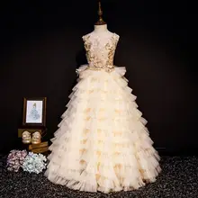 Высококачественное детское бальное платье; платье для Первого Святого Причастия; платье для дня рождения; Сетчатое платье с аппликацией; Modis Vestidos; Y1660
