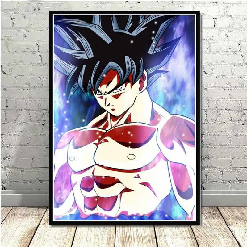 Горячий Dragon Ball Z Super Goku Ultra Instinct masted аниме плакат и печатная графика настенная художественная живопись картины для комнаты домашний декор - Цвет: Темно-серый