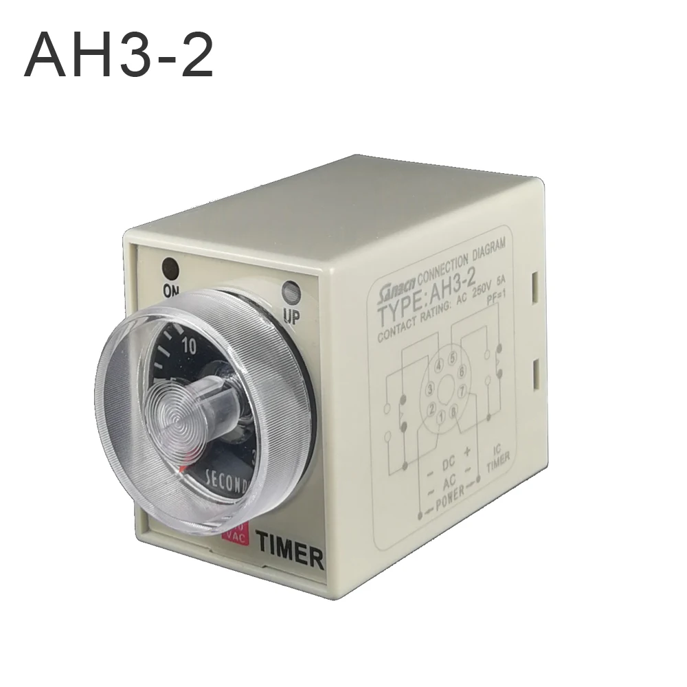 AH3-2 AH3-3 Relais temporisé AC12v AC24v DC12v DC24v temporisateur de Mise  sous Tension 8 Broches 1s 3s 6s 10s 30s 60s 3M 6M (Color : 12V, Size :  AH3-3 30s) : 