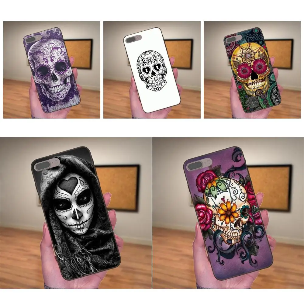 Уникальный цветочный узор с сахарным черепом для Huawei Y3 Y5 II Y6 Y7 Y9 nova 2 Plus 2S 3i 4 4e Lite Prime