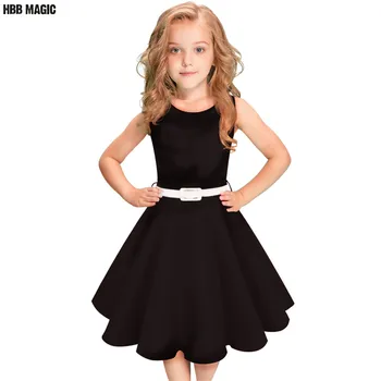 

Black,Red Summer Girls Dress Sleeveless Cotton Princess Dress Kids Clothes Elegant Girls Wedding Party Dress Children Clothing