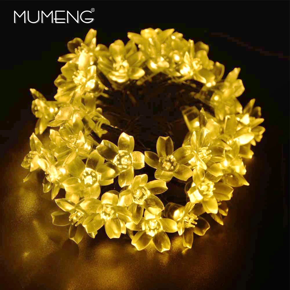 

Peach outdoor 50LED solar lights string flashing Ambient Party lights string garden decoration Warm White & Colorful light