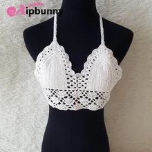 Вязаный купальник, сексуальный купальник, женский купальник, Одноцветный купальник бикини на бретелях, вязаный крючком Женский Топ