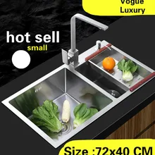 Дома кухня ручная раковина двойной паз Стандартный vogue мыть овощи 304 нержавеющая сталь 72x40 см