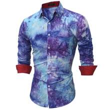 Mens Shirt 2017 Fashion Long Sleeve Personalized Printing Dress shirt New Brand Chemise Homme Men Slim Camisa Masculina Shirt