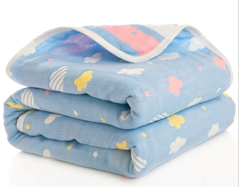 

pure cotton120x150cm six layer thick gauze children's bath soft towels baby bedding quilt kid blanket for spring and autumn