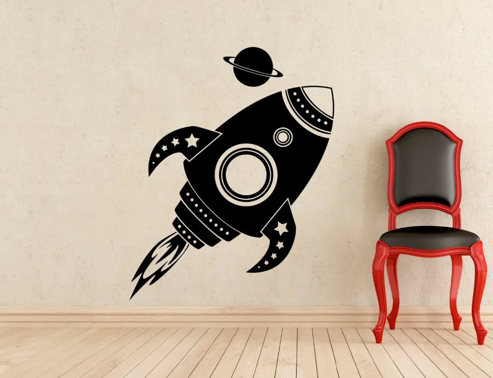 Spaceship Wall Sticker For Kids Room Boy Living Room Nursery