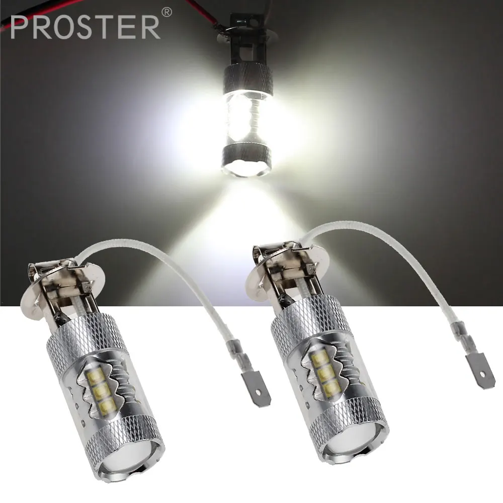 Proster отражатели 2 шт мощностью 12 V для H3 80 Вт светодиодный 6000 К противотуманная