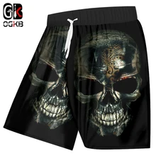 OGKB унисекс пляжные шорты черный принт череп 3D доска Bebermuda шорты для женщин/мужчин Высокая талия эластичные боксеры и брюки размера плюс