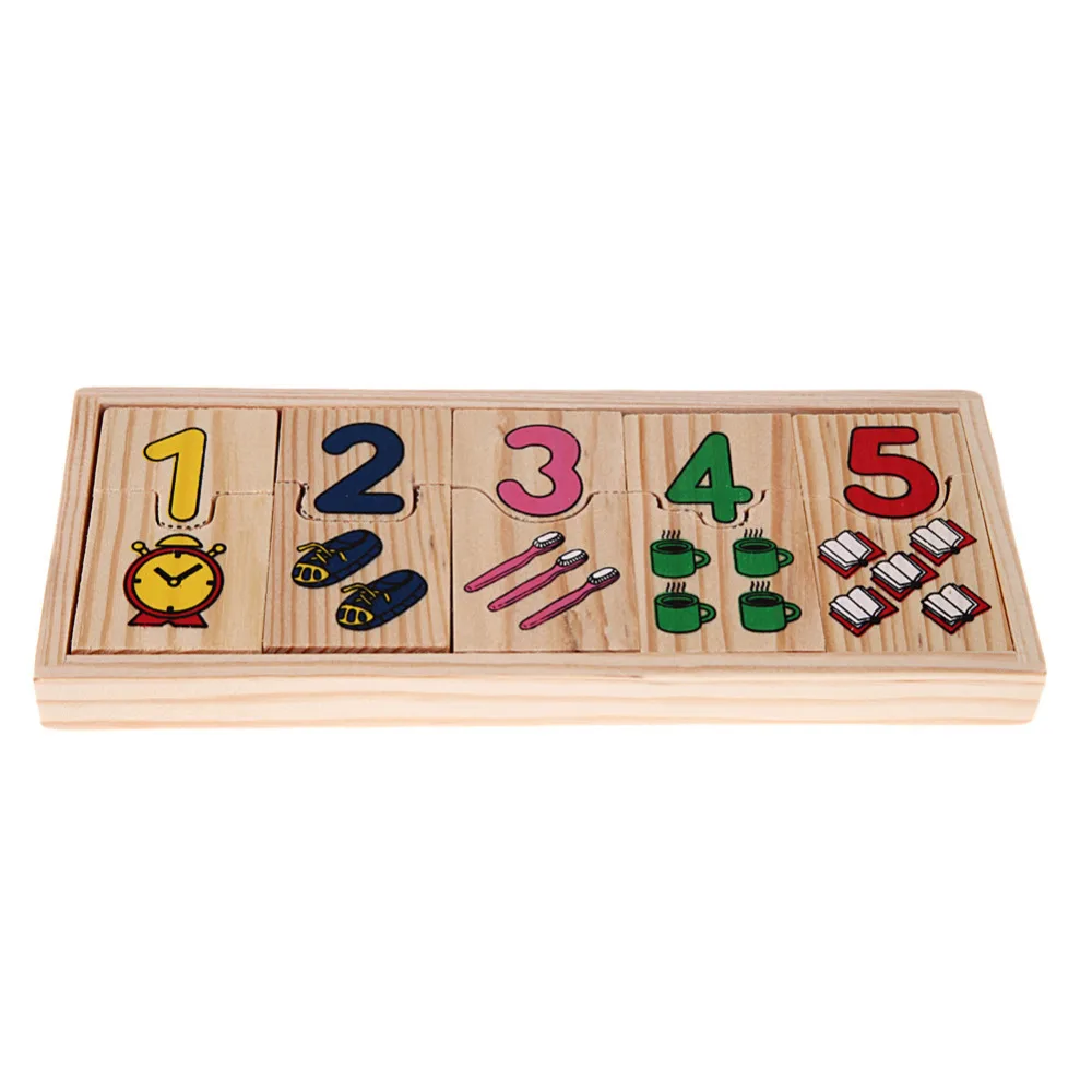 

1Set Wooden Number Counting Puzzle Toy Baby Preschool Educational Math Learning Pattern Numbers Matching Jigsaw Puzzle Toy