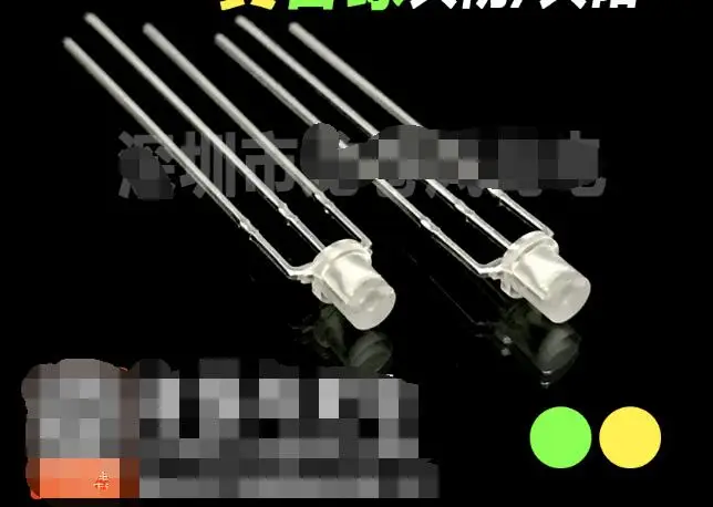 

mix flat top diffused bicolor 3mm led diode yellow@green color common anode/cathode