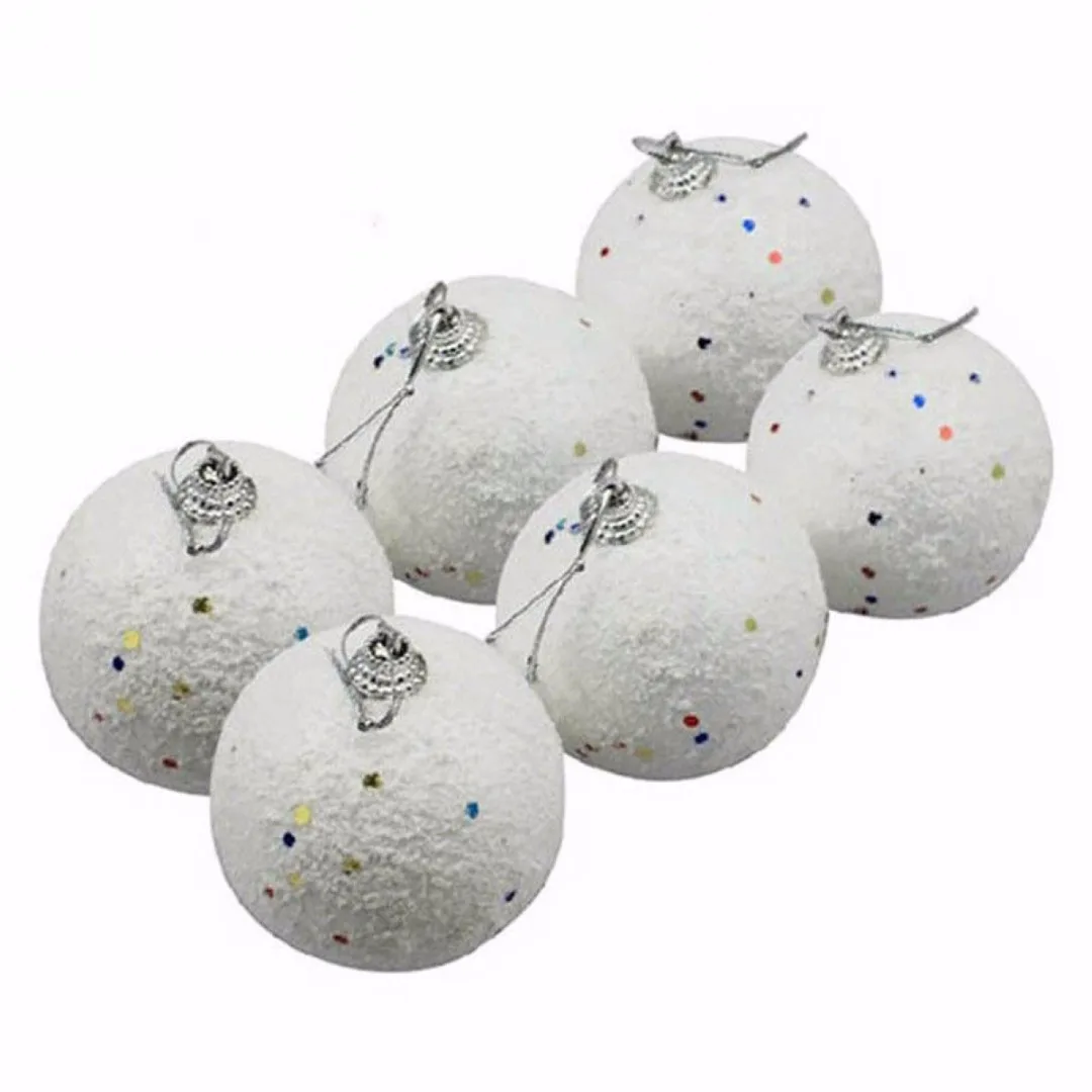 White 6 Pcs Christmas Snowball Decor Balls Party Ornaments Xmas Tree Hanging Decoration