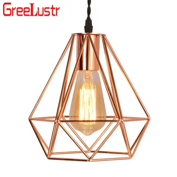 

Nordic Gold Plated Iron Cage Pendant Lamps Loft Simple Metal Chandelier Pendant Lustres For Kitchen Dinning Room E27 Lighting