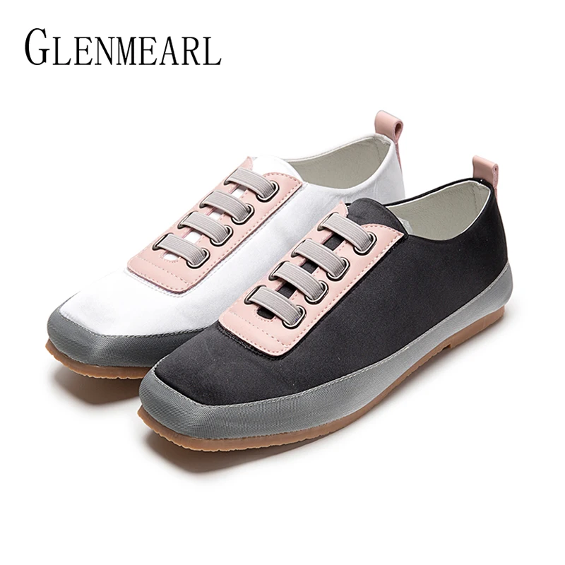 

Brand Women Flats Genuine Leather Casual Shoes Female Loafers Ladies Shoe Flat Heel Sneakers New Square Toe Lace Up Shoes Woman