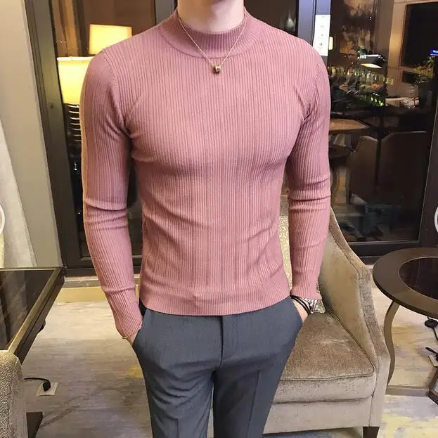 Sweater Men Luxuty Male Brand Casual Sweater Men Solid Color Comfortable Mens Christmas Sweater Round Neck Slim Fit pull homme - Цвет: 4