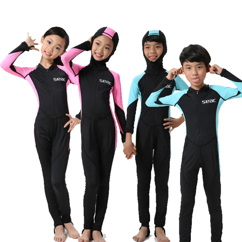 

Summer new outdoor long - sleeved diving suit surfing swimming snorkeling sun protection jellyfish men and women children suits