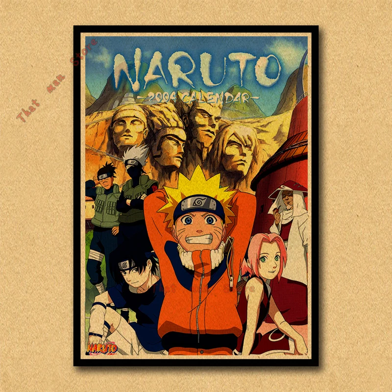 Постер Naruto обои аниме картины общежитии окружает джакузи Наруто/Учиха Итачи/плакат из крафт-бумаги/стикер на стену без рамки - Цвет: Красный