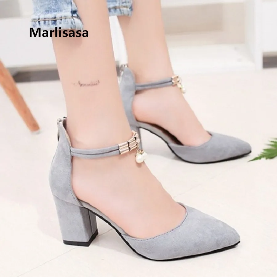 

Marlisasa Femmes Hauts Talons Lady Cute Sweet Comfortable Black Pearl High Heel Pumps Female Casual Street Grey High Shoes F221