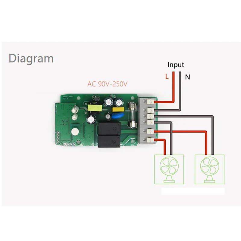 SONOFF двухканальный DIY беспроводной WiFi переключатель розетка модуль умный дом AC 90-250 В Автоматизация с программным управлением дистанционное управление