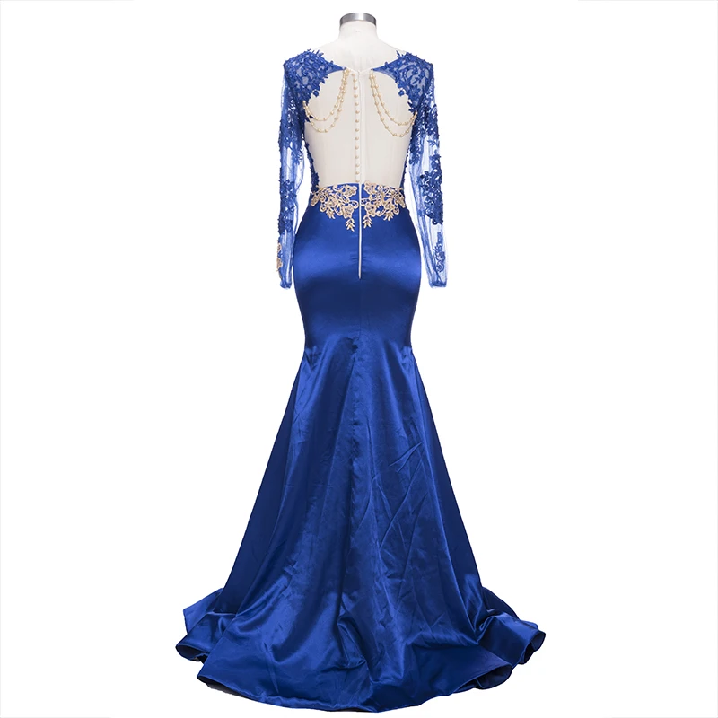 Выполненное на заказ блестящее платье с длинными рукавами для выпускного вечера