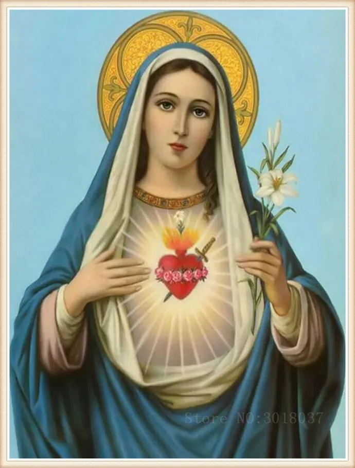 

Diamond Mosaic Diy Diamond Embroidery Holding Flowers Madonna Diamond Painting Cross Stitch Floral Rhinestone Decoration Sticker