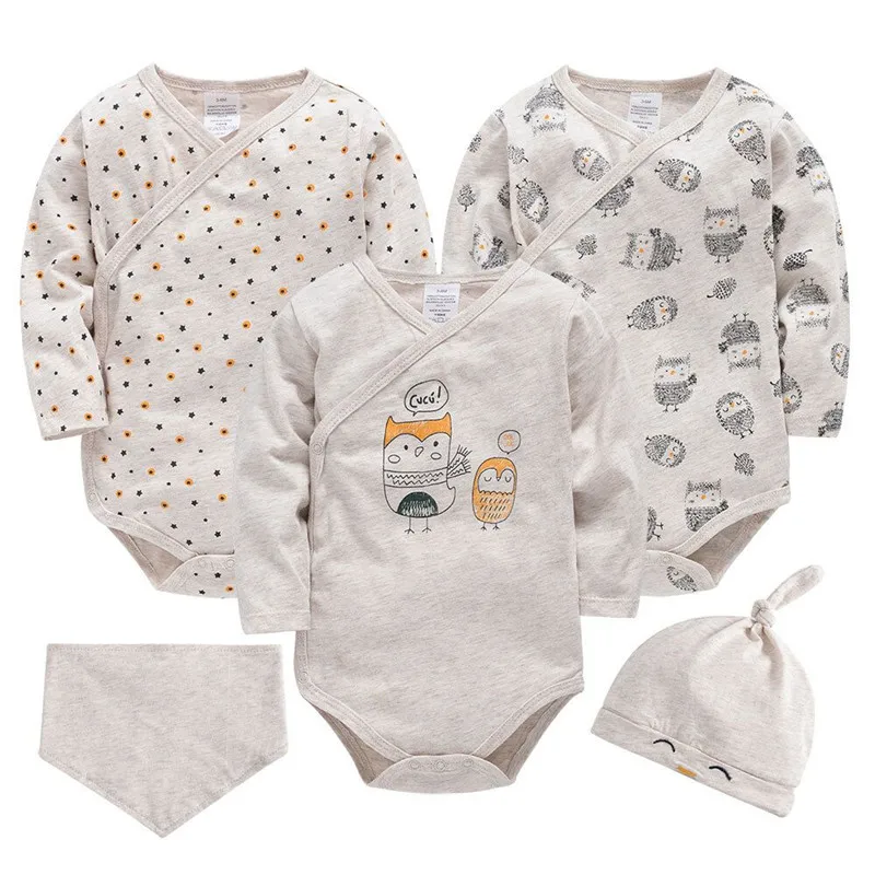 

5pcs /4pcs/pack newborn clothes girl baby clothing romper baby infant newborns gift for baby hat bibs new born baby outfit lot