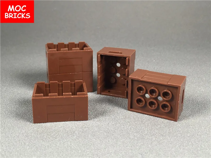 20 шт./лот MOC brick коричневый контейнер ящик с ручками подходит для 30150 строительных
