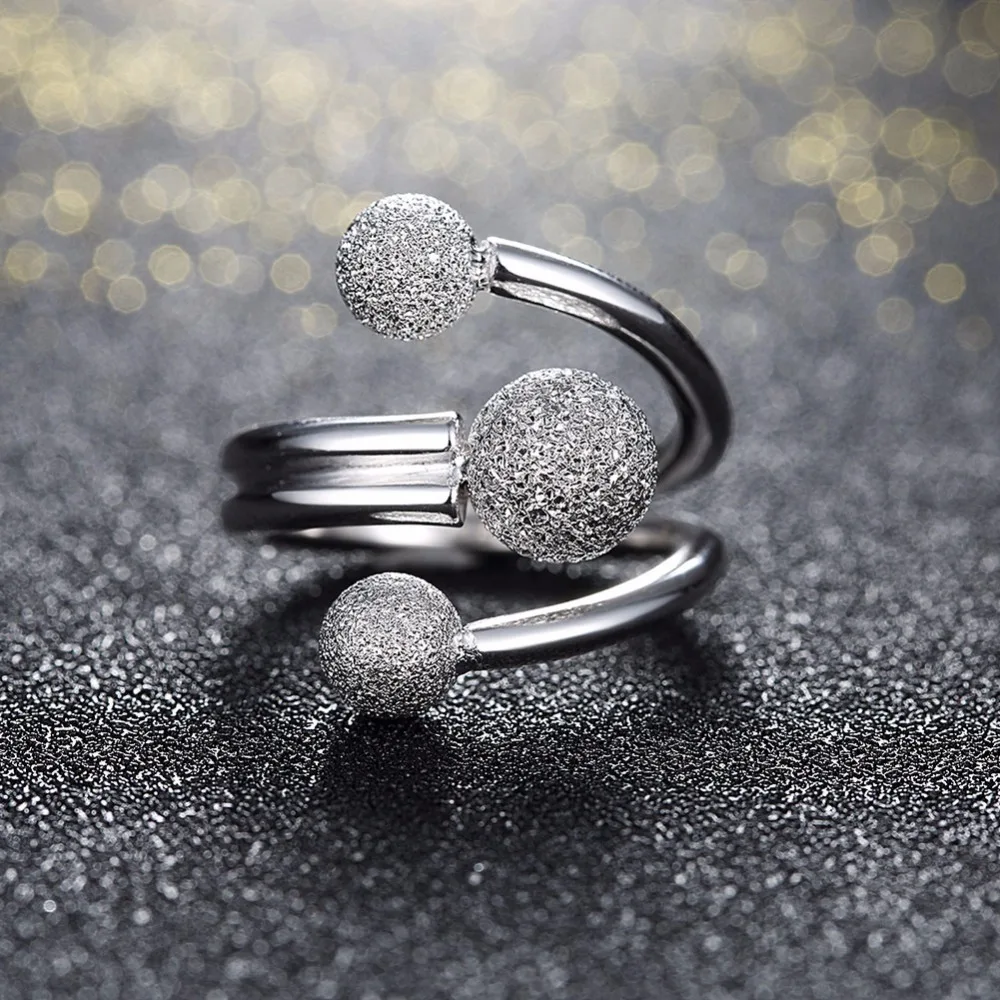 Surround Design Ball Adjustable Ring Solid 925 Sterling Silver Jewelry Women Rings For Party Gift Ideas(JewelOra RI102206)