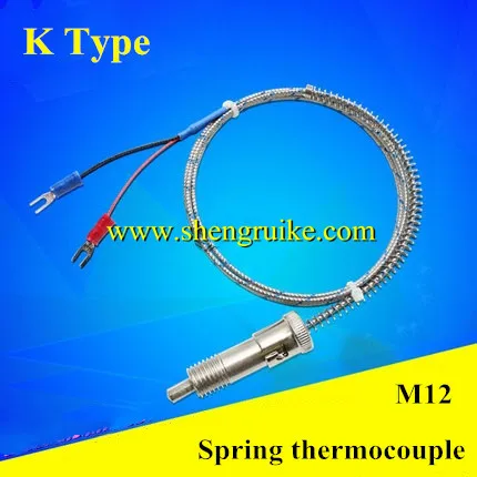 

K-type spring thermocouple metal shielded wire adjustable compression spring thermocouple M12*1.5 thread