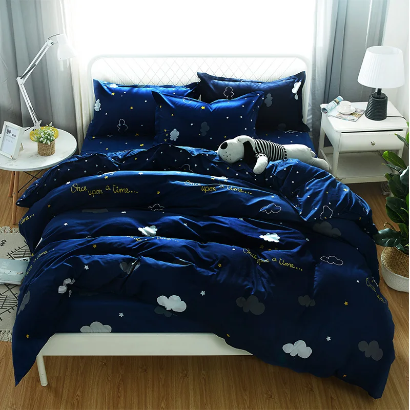 

Classic bedding set 5 size Stripe heart black bed linen 4pcs/set duvet cover set Pastoral bed sheet AB side duvet cover 2019 bed