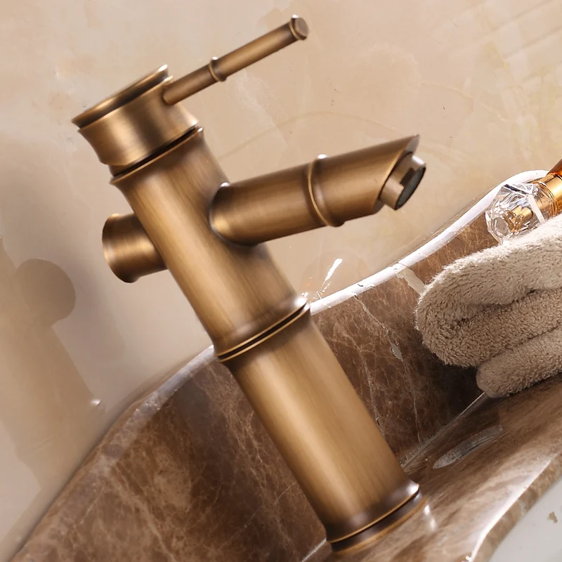 Bathroom Faucet Brass Basin Faucets Retro Luxury Tap Tall Bamboo Hot Cold Water with Two Pipes Kitchen Garden Water Mixer Taps Bathroom Faucet Brass Basin Faucets Retro Luxury Tap Tall Bamboo Hot Cold Water with Two Pipes Kitchen Garden Water Mixer Taps