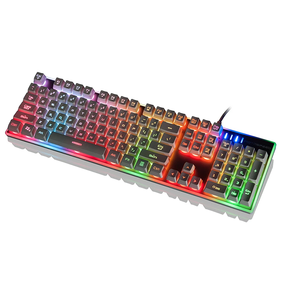 

Motospeed K10 104 Keys USB Wired Ergonomic Multimedia Illuminated Esport Gaming Keyboard Rainbow Breathing LED Backlit for LOL