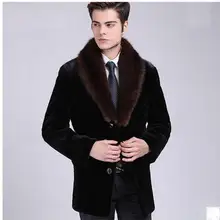 Casaco Masculino, большой размер, Мужская теплая зимняя куртка с воротником из искусственного кроличьего меха, пальто из искусственного меха, деловая верхняя одежда из искусственного меха K390