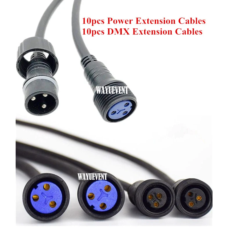 10pcs IP65 Outdoor waterproof XLR DMX512 Power Cable LED par Wall