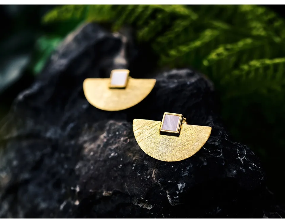 Женские серьги-гвоздики Lotus Fun, ювелирные изделия ручного изготовления из настоящего серебра 925 пробы с натуральными камнями